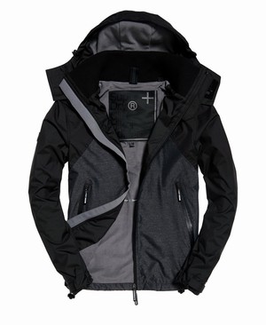 Superdry Arctic Hooded Cliff Hiker Hybrid Férfi Kabát Fekete/Szürke | NCFHP9823